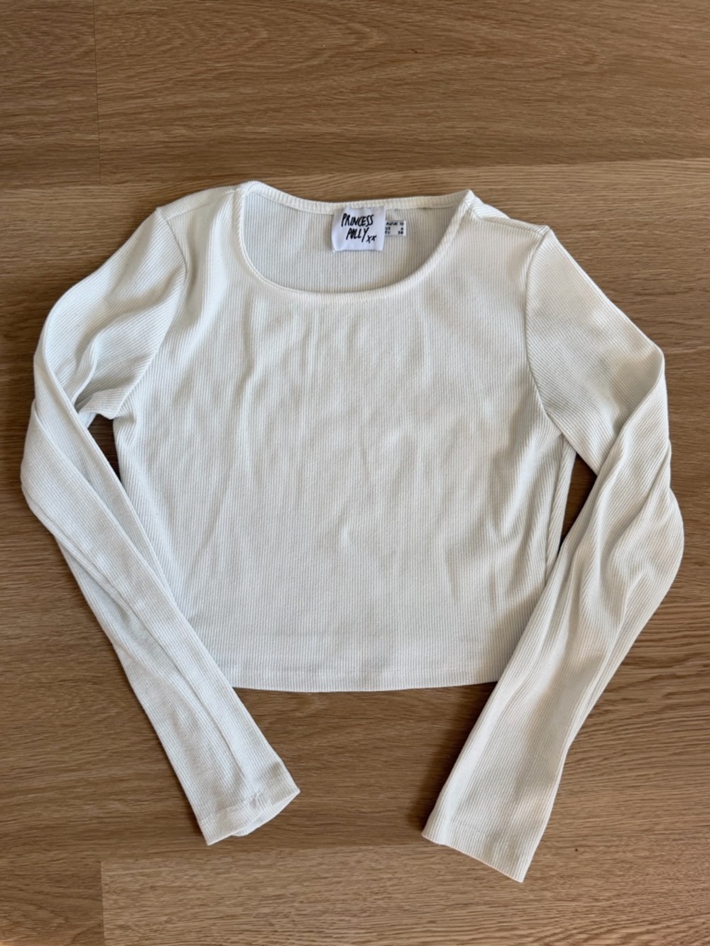 Princess Polly White Ribbed Long Sleeve Top